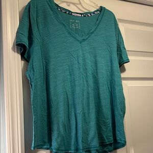 Blue V-Neck Women's Short Sleeve Top